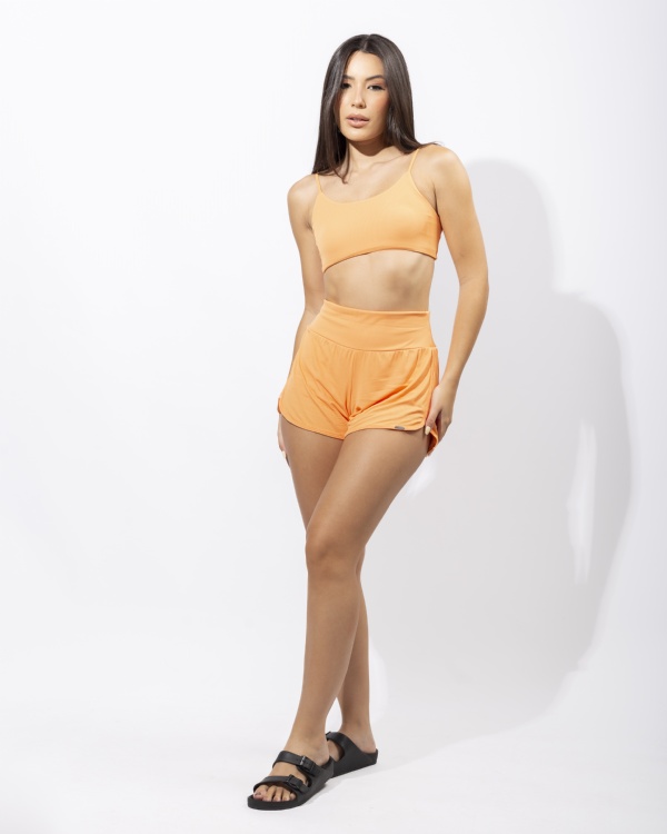CONJUNTO SHORT DUPLA FACE LARANJA FOSCO 