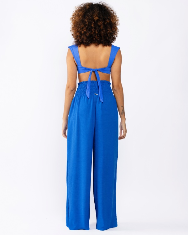 CALÇA LASTEX AZUL MILANO