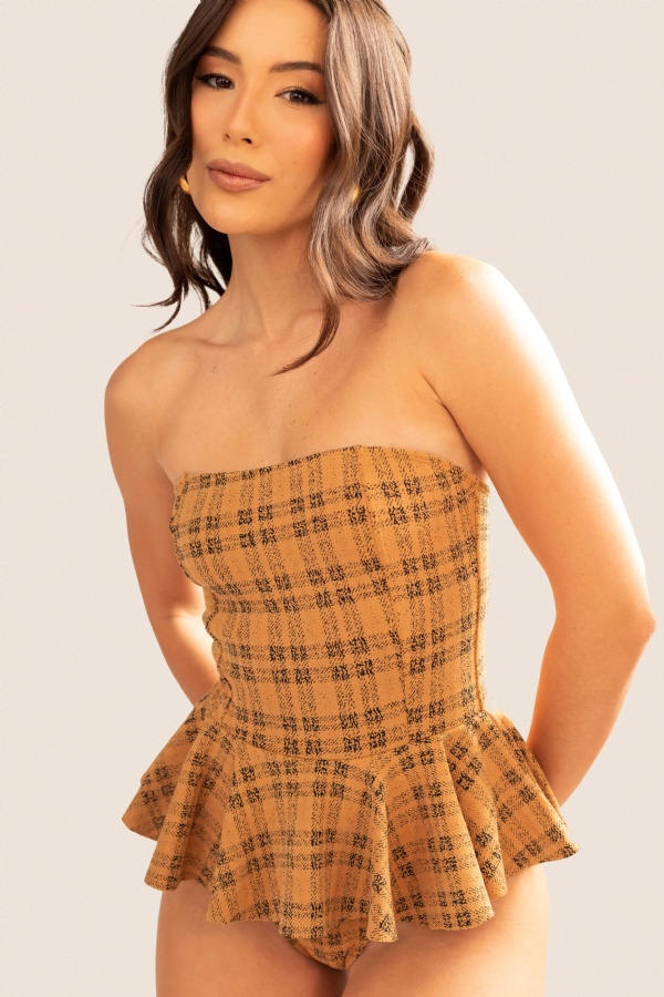 BODY BIA XADREZ MARROM 