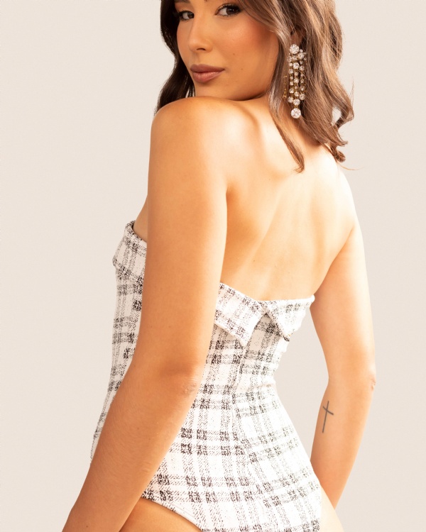 BODY LADY XADREZ PRETO