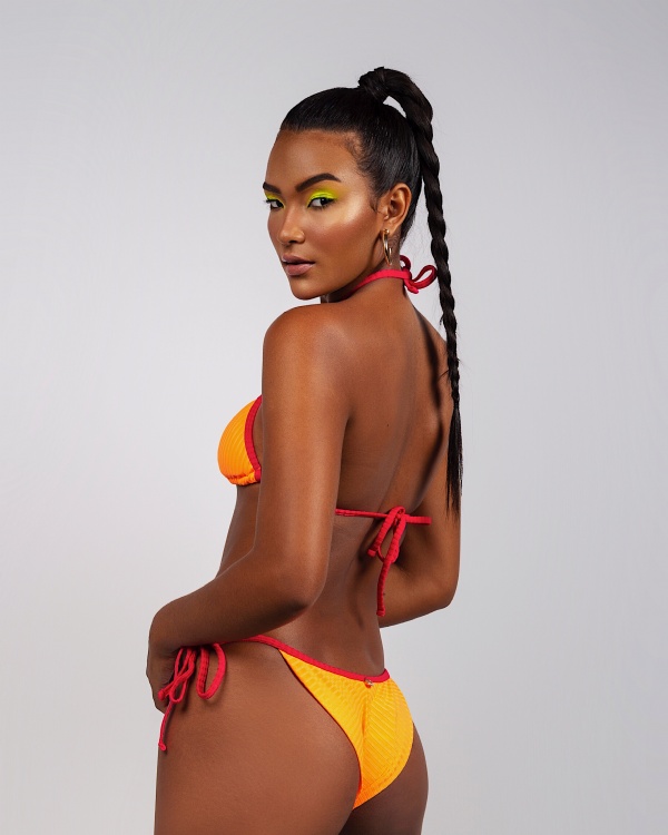 BIKINI CORTININHA LARANJA NEON CANELADO