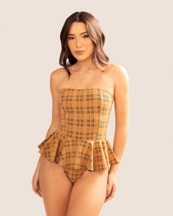 BODY BIA XADREZ MARROM 