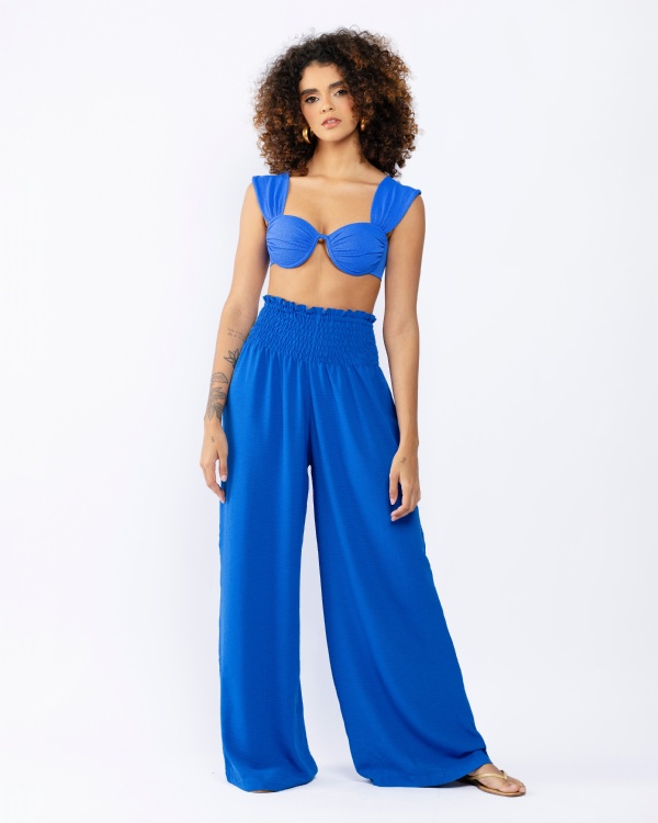 CALÇA LASTEX AZUL MILANO