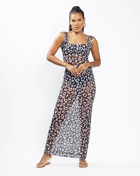 VESTIDO SILVIA TULE ONÇA P&B 