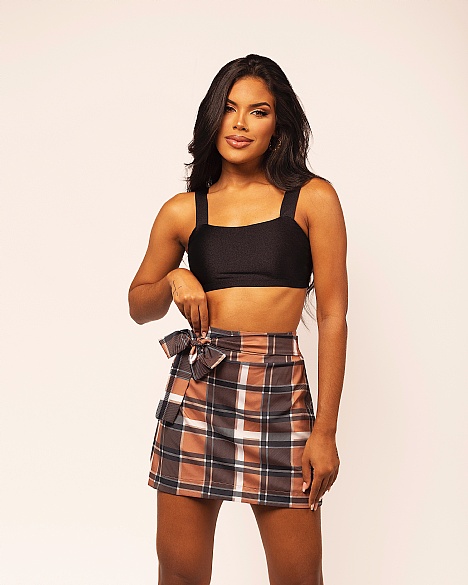 MINI SAIA MARROM XADREZ