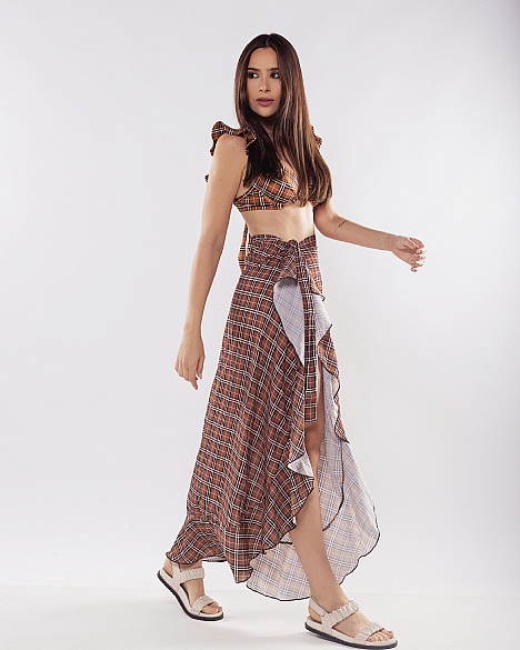 SAIA ENVELOPE XADREZ MARROM