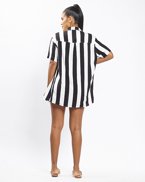 CAMISA VISCOSE LISTRADA P&B