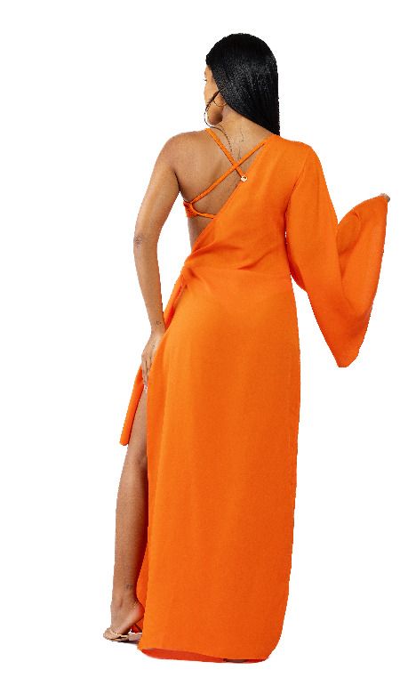 VESTIDO HELENA CREPE LARANJA 